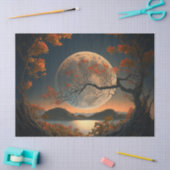 Vollmond mit Orange Leaf Fall Trees Decoupage Seidenpapier (Basteln)