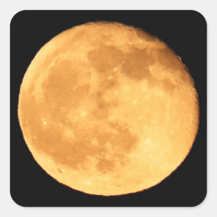 Vollmond mit Orangenglühen Quadratischer Aufkleber
