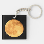 Vollmond mit Orangenglühen Schlüsselanhänger (Rückseite)