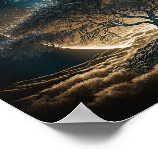 Vollmond mit Stammbaum Poster (Ecke)