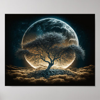 Vollmond mit Stammbaum Poster