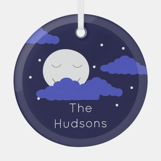 Vollmond mit Wolken und Sternen Ornament Aus Glas (Vorderseite)