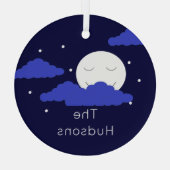 Vollmond mit Wolken und Sternen Ornament Aus Glas (Rückseite)