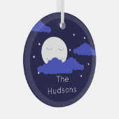 Vollmond mit Wolken und Sternen Ornament Aus Glas (Vorderseite Rechts)