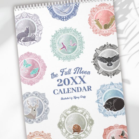 Vollmond-Namen jedes Jahr Illustrierter Kunstkalen Kalender