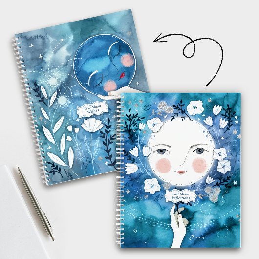 Vollmond Neumond Doppelseitiges Journal Notizblock