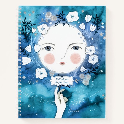 Vollmond Neumond Doppelseitiges Journal Notizblock (Vorderseite)