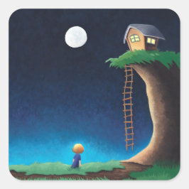 Vollmond Night Sky Square Sticker