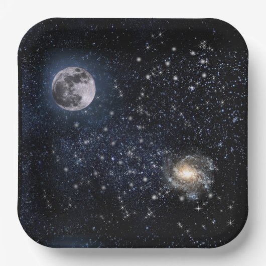 Vollmond Night Sky Stars Abendessen Pappteller (Vorderseite)