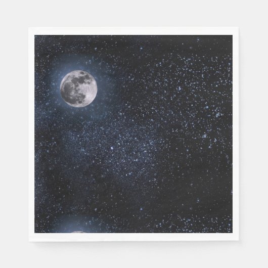Vollmond Night Sky Stars Weltraum Serviette (Vorderseite)