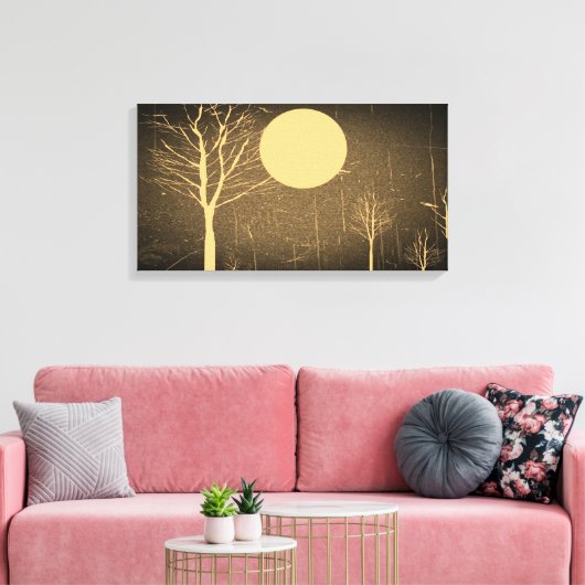 Vollmond Night Vintag Wrapped Canvas Leinwanddruck (Insitu (Wohnzimmer))