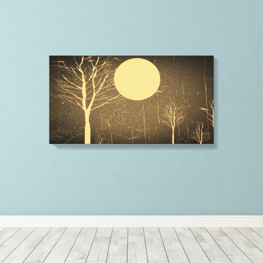 Vollmond Night Vintag Wrapped Canvas Leinwanddruck (Insitu (Holzboden))