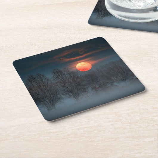 Vollmond | November in Scalenghe, Italien Rechteckiger Pappuntersetzer (angewinkelt)