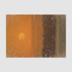 Vollmond Orange Sonnenuntergang Strand Skizze Kuns Seidenpapier