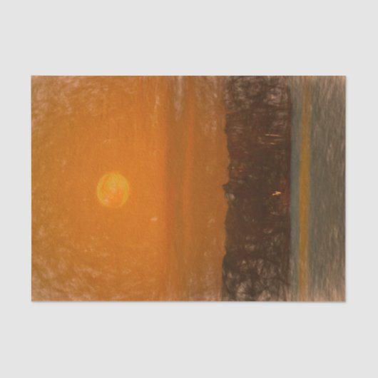 Vollmond Orange Sunset Beach Sketch Kunst Seidenpapier (Vorderseite)