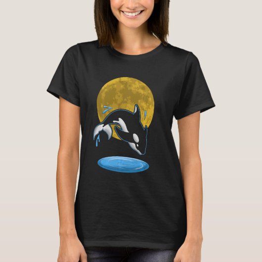 Vollmond Orca Animal Moonlight Killer Whale Long T-Shirt (Vorderseite)