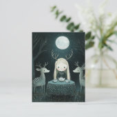 Vollmond-Picknick mit Hirschen Postkarte (Stehend Vorderseite)