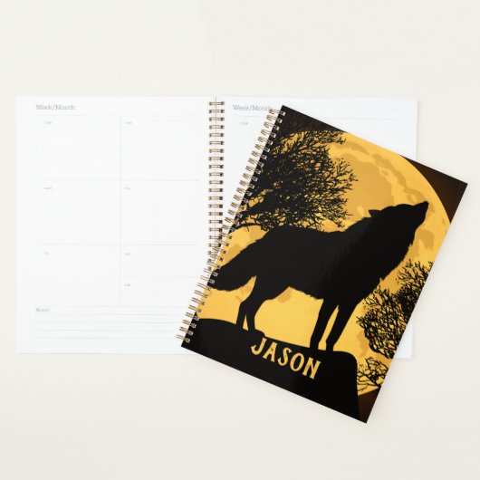 Vollmond-Planer-Notebook mit schwarzem und gelbem Planer (Anzeige)