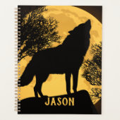 Vollmond-Planer-Notebook mit schwarzem und gelbem Planer (Vorderseite)