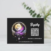 Vollmond QR Code luna celestial magenta schwarz Begleitkarte (Stehend Vorderseite)