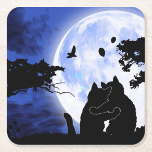 Vollmond Rechteckiger Pappuntersetzer
