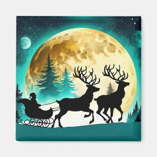 Vollmond Rentier und Sleigh Magnet