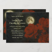 Vollmond Rote Geister Rose Hochzeit Einladung (Vorne/Hinten)