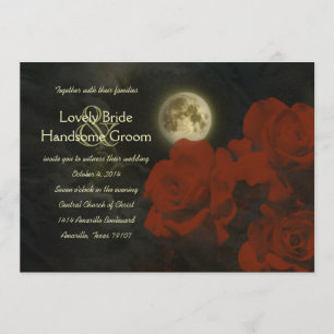 Vollmond Rote Geister Rose Hochzeit Einladung