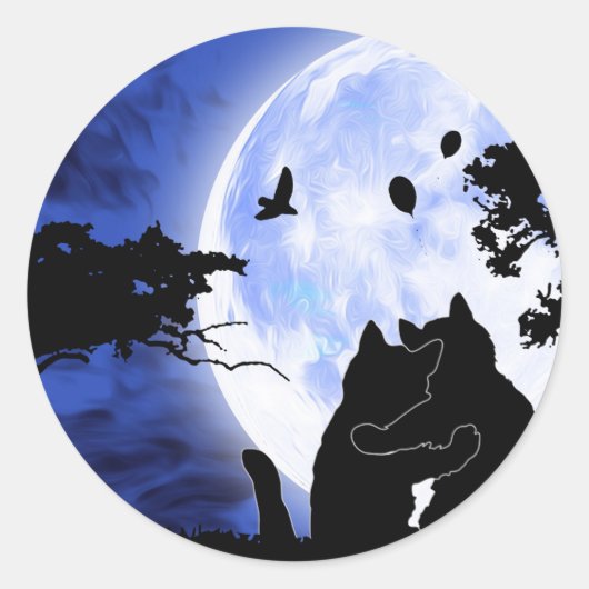 Vollmond Runder Aufkleber (Vorderseite)