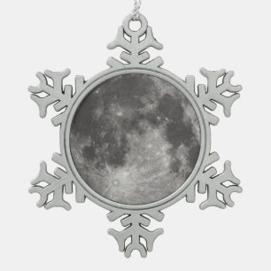 Vollmond Schneeflocken Zinn-Ornament