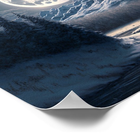 Vollmond-Schneelandschaft Poster (Ecke)