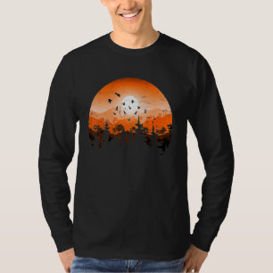 Vollmond Schwarm Von Vögeln Baum Outdoor Wildtiere T-Shirt