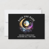 Vollmond schwarz magenta celestialen Nachthimmel c Save The Date (Vorderseite)
