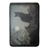 Vollmond Schwarze Katze auf einem Baum Badematte (Vorderseite Vertikal)