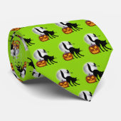 Vollmond Schwarze Katze Lächeln Jack Halloween Krawatte (Gerollt)
