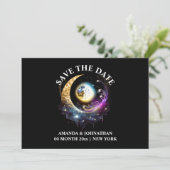 Vollmond Schwarzer Magenta Sternennacht 12x18 Save The Date (Stehend Vorderseite)