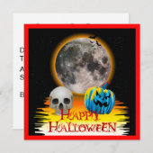 Vollmond, Skull und Blue Pumpkin am Abend. Einladung (Vorne/Hinten)