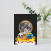Vollmond, Skull und Blue Pumpkin am Abend. Postkarte (Stehend Vorderseite)