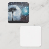 Vollmond Space Sky Tree Quadratische Visitenkarte (Vorne/Hinten)