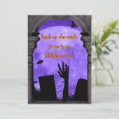 Vollmond, Spuk FriedhofsgrauenHalloween Einladung (Stehend Vorderseite)