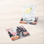 Vollmond Spuk Haus Halloween Rechteckiger Pappuntersetzer (Vor Ort)