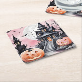 Vollmond Spuk Haus Halloween Rechteckiger Pappuntersetzer (angewinkelt)