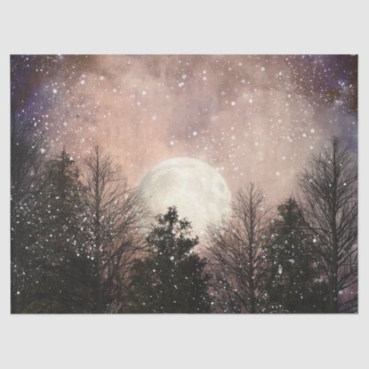 Vollmond Starry Night Forest Decoupage Seidenpapier (Vorderseite)