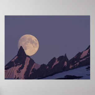 Vollmond steigt   Chugach - Gebirge Alaska Poster