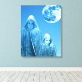 Vollmond steigt leinwanddruck (Insitu (Holzboden))