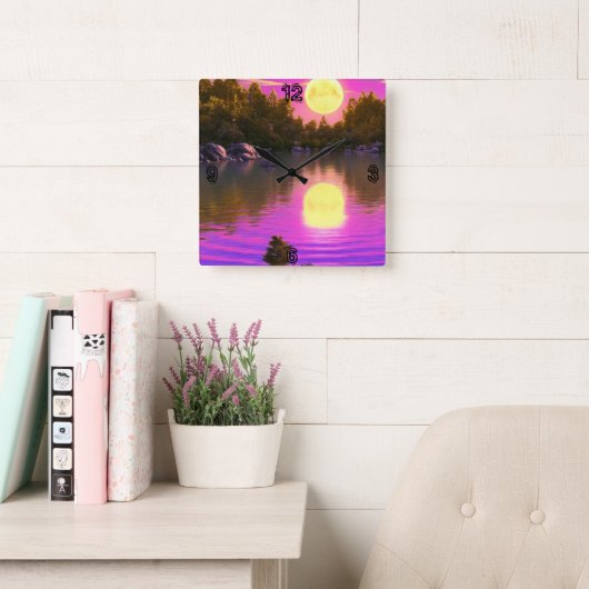 Vollmond steigt quadratische wanduhr (Lesesaal)