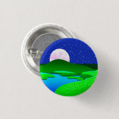 Vollmond steigt über grüne Hügel Button (Vorne & Hinten)