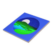 Vollmond steigt über grüne Hügel Fliese (Seite)