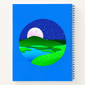 Vollmond steigt über grüne Hügel Notizblock (Rückseite)