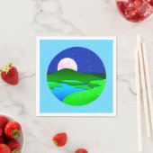 Vollmond steigt über grüne Hügel Serviette (Beispiel)